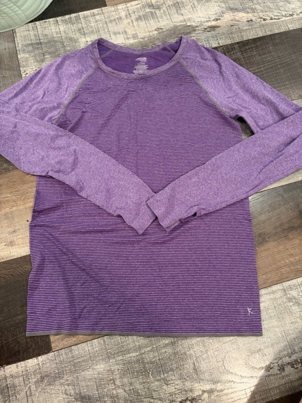 Danskin Now Purple Striped Semi Fitted Performance Top XL